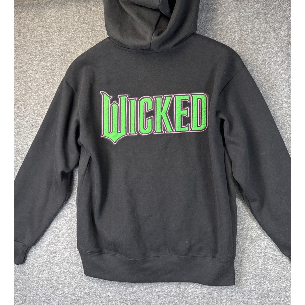 NWT Wicked Movie Musical Zip Up Hoodie Womens Small Black Embroidered Broadway